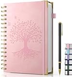 Cuaderno A5, tapa dura en espiral con bolígrafo, diario con 100 g/m², 240 páginas de papel grueso resistente a la tinta, bloc de notas para adultos, trabajo, escritura, notas, aprendizaje, viajes