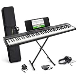Alesis Teclado Piano con 88 Teclas y 480 Sonidos, Altavoces, MIDI USB, Estuche, Soporte, Auriculares, Pedal y Lecciones de Piano Incluidas