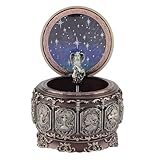 VIFERR Caja de Música del Zodiaco Vintage, Caja de Música de 12 Constelaciones con Diosa Giratoria Centelleante Caja de Música con Luz LED Regalo para Cumpleaños Navidad Día de San Valentín(Tauro)