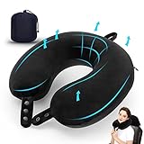 Almohada de cuello de viaje de espuma viscoelástica, suave y ajustable para apoyar la cabeza, para el avión, coche y sillón reclinable en casa (negro)