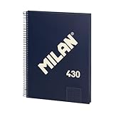 MILAN® Cuaderno A4 con tapa dura, cuadrícula 5x5mm, 80 hojas, papel de 95 gr/m², serie 1918, azul