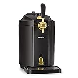 Klarstein Skal - Tirador de cerveza, Dispensador de cerveza, Tirador de cerveza para casa, 5L, Refrigerador termoeléctrico, Indicador LED, Cartuchos CO², Adaptador, Acero inoxidable, Negro