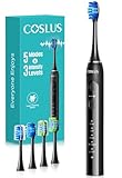 COSLUS C30 Cepillo de Dientes Eléctrico Sónico: 5 Modos con 3 Niveles de Intensidad - Diseñado para Dientes Sensibles - Adecuado para uso Doméstico o de Viaje - Dos Tipos de Cabezales de Cepillo