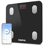 RENPHO Bascula de Baño Digital Grasa Corporal, Balanza Bluetooth Inteligente con App, Bascula Electrónica con Análisis Corporal, 13 Mediciónes de Peso IMC Visceral e Muscular, Negro, Elis 1