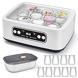 1.6L Yogurtera, Con 9 Latas PortáTiles, 304 Ollas Interiores De Acero Inoxidable, CronóMetro Ajustable Y Calentamiento PTC Para Yogur Casero, Natto, Vino De Arroz Y FermentacióN