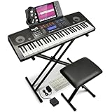 Rockjam Rj761 61 Kit de Teclado de Piano, Piano Digital 61 Clave, Banco Teclado, Soporte de Teclado, Auriculares, Pedal de Sustain y Simplemente Aplicación Piano