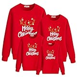 TMOYJPX Sudadera Navidad Familia para Mujer Hombre Niño Niña Algodón, Camisetas Navideños Pijama Jersey Navidad Familia Ropa Navideña Familiar