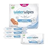 WaterWipes Sensitive+ Newborn & Baby Wipes, Toallitas Para Recién Nacidos y Bebés, 240 unidades (paquete de 4), 3 en 1 Limpia, Cuida, Protege, 99,9% Agua, Sin perfume