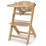 KikkaBoo Trona Evolutiva de Madera para Bebé NORDY, Silla Alta Ajustable hasta 35 kg, Haya Maciza, Bandeja Extraíble, Arnés de 3 Puntos, Madera