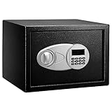 Amazon Basics Caja Fuerte de Seguridad de Acero con Cerradura con Teclado, Protege Dinero, Joyas, Documentos de identificación, 14 l, 35 cm x 25 cm x 25 cm, Color Negro