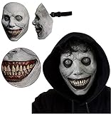 YGN Máscara de Halloween espeluznante, demonios sonrientes, disfraz de Halloween, fiesta de cosplay, accesorios de miedo, máscara malvada, decoración de Halloween, color gris