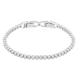 Swarovski Pulsera Tennis Emily, Talla redonda, Blanca, Baño de rodio