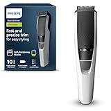 Philips Recortador de Barba Serie 3000, Teconología Lift & Trim, Cuchillas con puntas redondeadas, 10 posiciones ajustables, peine-guía, 100% resistente al agua, indicador de batería, modelo BT3206/14