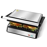 Aigostar Parrilla Eléctrica 1500W | Placas con Revestimiento 27x17 cm | Apertura 180° | Placa Flotante | Libre de PTFE y PFOA | Sandwichera Grill | Hett Pro