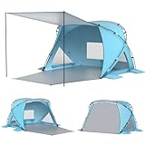Elegear Tienda de Playa para 4-6 Personas, Tienda de Campaña Protección UV UPF 50+ Portable Canopy con Bolsa de Transporte Refugio Playa Familiar para Varar Parque Camping Pesca, 220x150x130cm, Azul