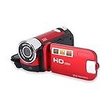 Videocámara portátil de Video 1080P FHD 16x Zoom Digital, Cámara Digital Trabar DV con Sensor COMS, Altavoz Incorporado, Pantalla giratoria de 270 °, Cámara de Video(Red)