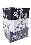 Juego de 3 cajas de almacenamiento de Spetebo, 3 colores (blanco, negro y gris), 45 l cada una, estilo floral barroco