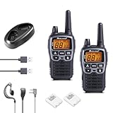 Midland C1180 XT70 - Walkie Talkie Profesional de Doble Banda con Carga Rápida - Gris - Formato 69 LPD y 24 PMR446, 12 km de Alcance, 38 Tonos, 83 Códigos - Set de 2 Transceptores