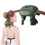 Masajeador Cervical y Espalda 4D a Mano Biónica,Eléctricos Masajeador Shiatsu Portátil,Masajeador Cuello Eléctrico con 3 Niveles de Intensidad y 2 Niveles de Calor Alivia Dolores y Fatiga (Verde)