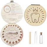 BABYZOCO Caja de Dientes Unisex para Guardar Dientes de Leche, Madera, 12 cm x 2.8 cm, Incluye Pinza y Bote