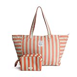 PONETTE - Pack Bolsa de Playa Mujer Menorca Grande con Neceser - 64x35x23,5 cm - Piscina, Viaje y Gimnasio - Marca Española