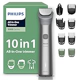 Philips Recortadora todo en uno de 10 en 1 Serie 5000 - Afeitadora y cortapelos hombre para rostro, cabeza y cuerpo, cuchillas de acero autoafilables, 11 longitudes (0,5-16 mm), recargable, MG5918/15