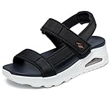 Skechers Cali, Sandalia Mujer,Duraleather Negro, 40 EU