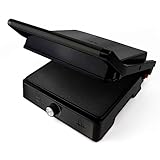 JATA JEGR1913 - Grill y Plancha de Cocina 2000 W. Parrilla Eléctrica 2 Placas Antiadherentes de 29 x 24 cm. Apertura 180º. Placa Superior Adaptable en Altura. Control Temperatura. Bandeja Recogegrasas