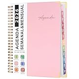 Agenda 2026(Ene.-Dic.), Planificador Español Semanal y Mensual Con Pestañas de Colores | Espiral | Para Oficina Universidad Hogar Gym