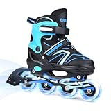 ERNAN Patines en línea Ajustables para niños y niñas con Ruedas de iluminación, para Principiantes y Jóvenes Patines de Ruedas para Niños Grandes en Exteriores e Interiores (Blue, M)