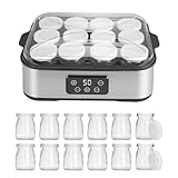 TECKZOON Digitale Joghurtmaschine 2.2 L, Joghurtbereiter mit Gläsern, 20-55°C Konstanttemperatur, Automatischer Joghurt Maker für DIY Joghurt, Käse und Natto zu Hause (12 × 180 ml Tarros)