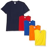 FRUIT OF THE LOOM Valueweight Short Sleeve Camiseta, Azul Marino/Rojo/Naranja/Real/Amarillo, XL (Pack de 5) para Hombre
