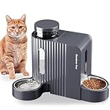 Gardner Pet 2 en 1 Comedero Gato Automatico (3L*2), Dispensador Comida y Agua, Bebedero Perro con Bol Acero Inoxidable, Dispensador Comida Gatos Gravedad,Sin BPA,No Eléctrico-Gris