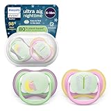 Philips Avent chupetes ultra air para la noche: diseño anatómico, para bebés de 6 a 18 meses, brillo en la oscuridad, tetina simétrica de silicona suave, sin BPA, paquete de 2, SCF376/29