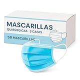 ONPACK 50 Mascarillas Quirúrgicas Desechables Homologadas Tipo IIR 3 Capas Azul - Mascarilla Médica Certificada CE - Filtración BFE Antibacterias 98% Hipoalergénica Resistente a Salpicaduras