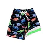 Bañador para niños 2026 para niños con diseño de dinosaurios, pantalones cortos de playa para niños para jugar en secado rápido, protección solar, pantalones cortos de playa hawaianos, multicolor, 5-6