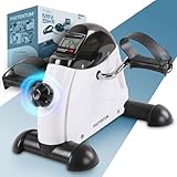 PORTENTUM Pedales estaticos Personas Mayores Pantalla LCD 6 Funciones – Pedaleador Brazos y piernas Compacto con Resistencia Ajustable y asa de Transporte – Diseño portátil para Ejercicio en casa