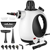 Vaporeta Limpieza Hogar, Limpiador de Vapor Portátil Multiusos con Cierre de Seguridad y 14 Accesorios, vaporeta de mano Presurizado para el Baño, Ventanas, Cocina (Negro&Blanco)