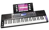 Piano RockJam con teclado de 61 teclas con inflexión de tono, fuente de alimentación, soporte para partituras, pegatinas para notas de piano y lecciones de piano