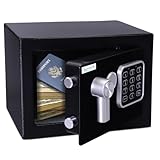 SereneLife, caja fuerte digital, De acero premium, Almacenamiento seguro para efectivo, Armas, Joyas, Ideal para hoteles, Gabinetes y uso domestico, Acceso electronico y mecanico, 2 llaves