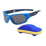 JoXiGo - Gafas de sol infantil polarizadas para niños y niñas (3-12 años) + cordones para gafas + funda para gafas, Azul oscuro 02