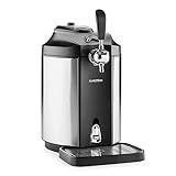 Klarstein Skal - Tirador de cerveza, Dispensador de cerveza, Tirador de cerveza para casa, 5L, Refrigerador termoeléctrico, Indicador LED, Cartuchos CO², Adaptador, Acero inoxidable, Negro/gris