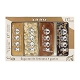 1880 - Degustación Turrones Artesana 4 Gustos 0% Azúcares Añadidos, Turrón de Crema, Turrón Imperial de Almendras, Turrón de Yema Tostada, Turrón de Chocolate con Almendras, 4 x 75g, Pack de 300g