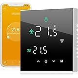 Beok Tuya Termostato WiFi para Calefacción de Calderas Inteligente, Programación de Ambiente, Pantalla Táctil LCD Controlador de Temperatura de Pared Compatible con Alexa Google Negro