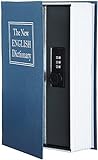 Amazon Basics - Caja de seguridad en forma de libro - Cerradura con combinación, Grande, Azul