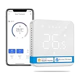 Meross Termostato Calefaccion WiFi para Calderas, Termostato WiFi de Pared para Calderas de Gas/Agua, Compatible con Apple HomeKit, Alexa, Google Assistant, Pantalla Digital Táctil, para 3/4 Hilos
