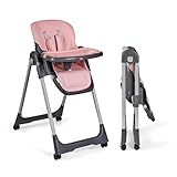 Ms BabyWorld - Trona Para Bebe Evolutiva Tasty | 7 Posiciones De Altura y 3 De Reclinación | Bandeja Extraíble y Reposapiés Regulable | Portatil, Plegable, Hasta 3 años (Rosa)