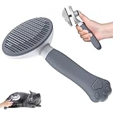 Cepillo para Gatos y Perros Zivacate [Agarre Ergonómico y Limpieza con un Solo Clic y Patented Design] Cepillo Quitapelos Mascotas para Perros/Gatos/Conejos de Pelo Corto y Largo(gris)