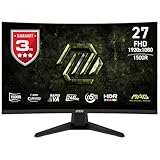 MSI mag 275CF X24 de 27' Monitor Gaming FHD 1500R, 1920 x 1080 Rapid VA, 240 Hz, 0,5 ms, Compatible con HDR, Eye-Care, HDMI 2.0b, DP 1.2a, sin Marco, inclinación Ajustable, Montaje Vesa, Negro