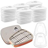 54 Pcs 6001 Filtros de Protección Respiratoria, Filtros Algodón Particulado, Cartuchos y Filtros para Respirador Anti Polvo, Compatibles con 6100/6200 / 7501/7502 / 6502/6800 3M Filters